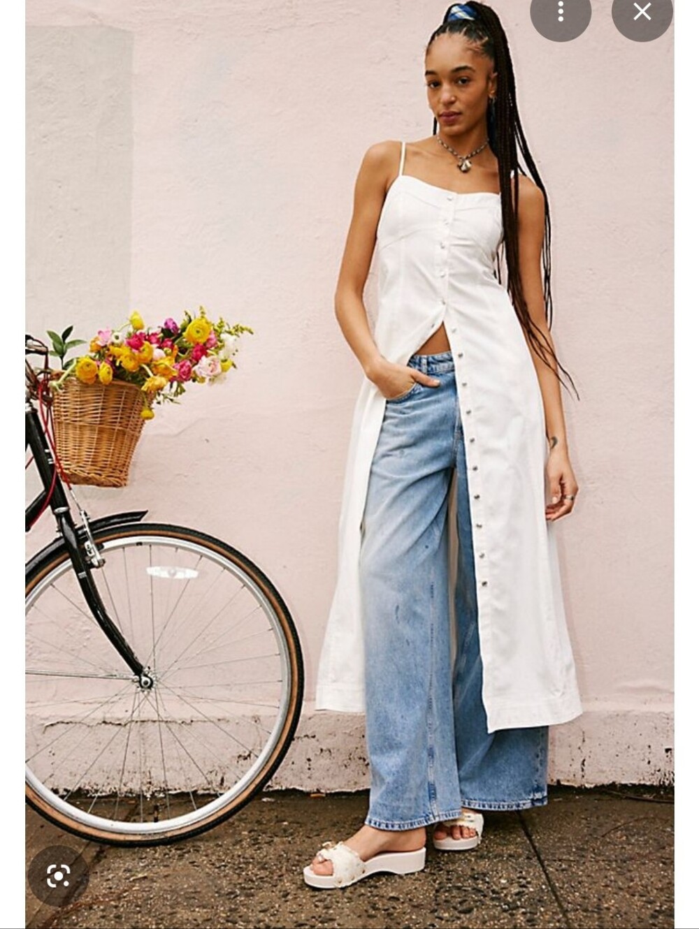 Free People Just Jill White Button-Front Maxi Dress